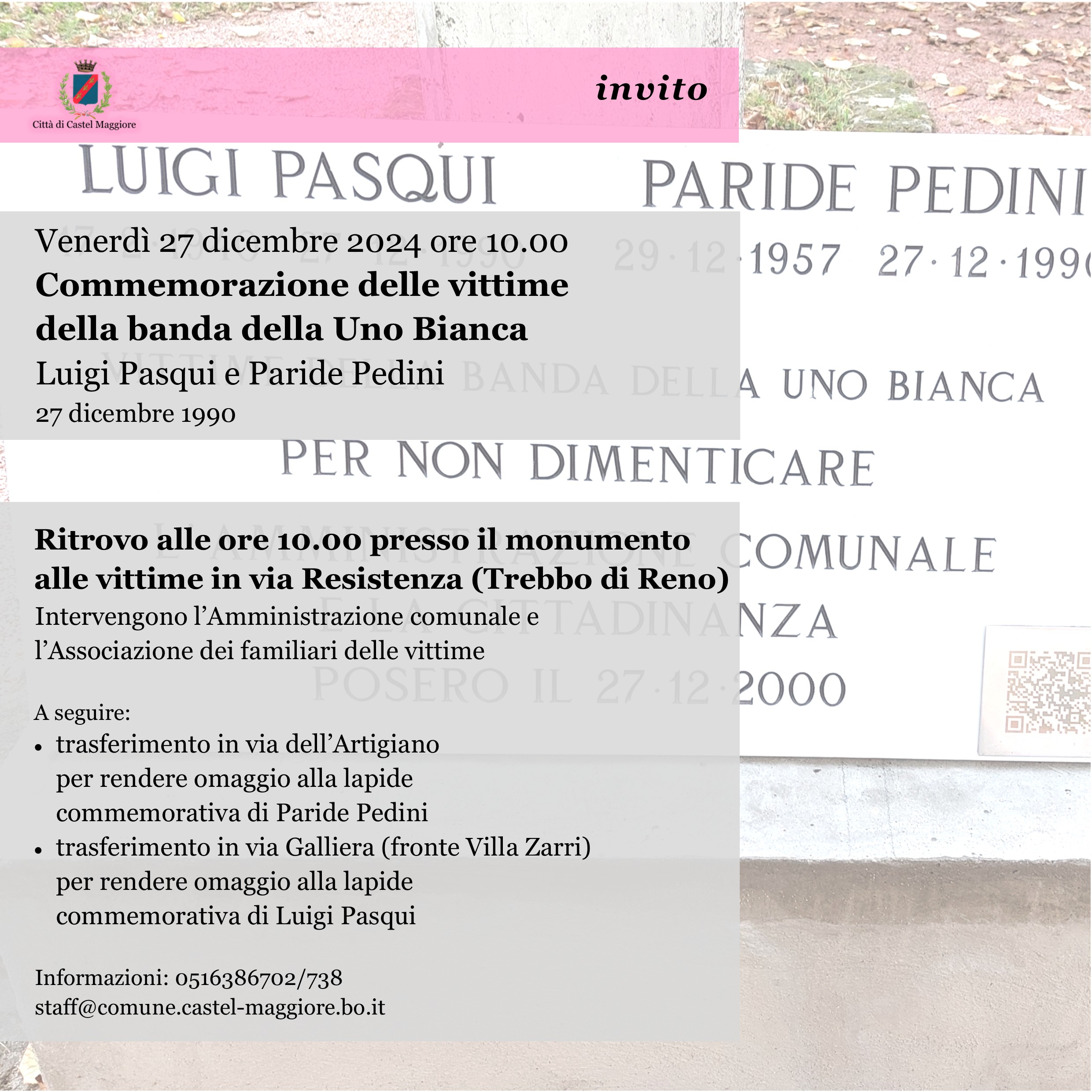 Il ricordo delle vittime della Uno Bianca
