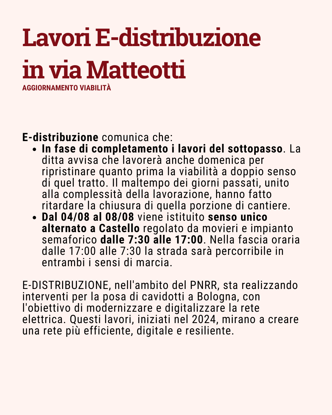 Lavori E-distribuzione in via Matteotti